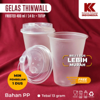 CUP INJECTION 14OZ 400ML FROSTED + TUTUP / GELAS THINWALL / GELAS INJECT / GELAS FORE / GELAS BAN BA