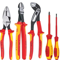 Knipex Tools LP - 9K989831US 10 -Piece 1000V Insulated High Leverage Pliers, Cutters, and Screwdriver Industrial Tool Set , Red
