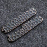 1 Pair Red Copper Scales with Tweezers and Toothpick Slot for 91mm Victorinox Swiss Army Knife