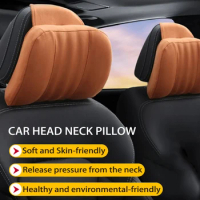 Car Headrest Pillow Suede Fabric Car Neck Pillow Car Seat Pillow Rest Headrest Memory Foam Headrest Car Headrest 1pc