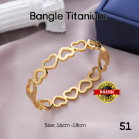 (51)Bangle Hollow Love Gelang Tangan Emas Titanium Tahan Karat dan Luntur Bracelet Stainless Steel