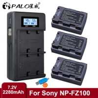 PALO NP-FZ100 NPFZ100 NP FZ100 Battery +LCD USB Charger for Sony a9 a9r a9rm A7IV A7Ⅲ A7RⅢ a7m3 a7rm3 a7r3 a6600 a7m4 a7r a7 a7c