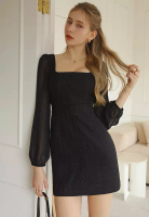 AIR SPACE Tweed Sheer Sleeve Dress