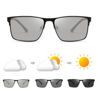 KLASSNUM Square Photochromic Polarized Sunglasses For Men Women Fashion Travel Driving Anti-glare Sun Glasses Male Oculos de sol