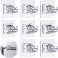 Curtain Rod Bracket No Drilling Adhesive Curtain Rod Holder Hooks No Drill Curtain Rod Brackets Hanger Clamp for Home