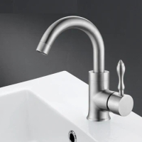 SUS 304 Stainless Steel Classical Design Hot and Cold Water Basin Faucet Single Handle