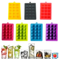 15 Grids Ice Cube Tray Silicone Ice Tray Mold Ice Cube Maker Mould Home Bar Pub Wine Ice Blocks Summer Ice Cream Maker Tools