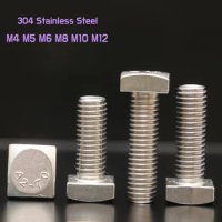 1~5Pcs M4 M5 M6 M8 M10 M12 GB35 304 Stainless Steel Square Head Screws Bolts Length 8-100mm