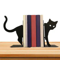 Cute Cat Bookends Metal Bookends Book Holders for Shelves Book Ends Bedroom Library Office School Book Desktop Organizer Gift