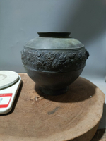 日本回流銅器銅瓶銅罐，獅子牡丹紋，皮殼漂亮，昭和早期，民國老