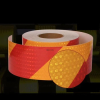 10cm*5m High Visibility Reflective Sheeting Tape Honeycomb Yellow Red Strip Waterproof Adhesive Reflector Sticker For Motorcycle