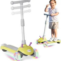 Scooter for ,Flashing LED Wheels,Up to 5 mph,60 min Ride Time,Lean to Steer,3 Height Adjustable,3 Wheel Scooter for Ages 2-8,G
