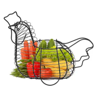 Wire Egg Basket Chicken Shaped Wire Egg Basket Large Capacity Gathering Basket Practical And Multifunctional For Food Fruit And