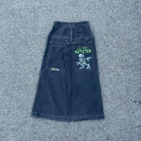 Y2K Jeans Streetwear Big Pocket Oversized Pants Hip Hop Letter Graphic Baggy Jeans Men Women Harajuku High Waisted Wide Trousers