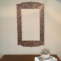 泰國柚木雕花鏡框架浴室鏡邊框宿舍衛生間梳妝鏡掛墻化妝鏡子外框