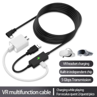 Durable Link Cable 16ft ,VR Headset Cable for 2/PICO4/Neo3/ Quest Pro VR Headset Cables Angled Type C Plug