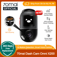 70mai Dash Cam X200 Omni 360° Full View 70mai Camera Car DVR X200 Built-in GPS ADAS 24H Parking Monitor eMMC Storage AI Motion
