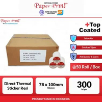 Kertas Label Direct Thermal Sticker Barcode Resi Paperpryns 78x100mm (1 Box isi 50 Roll)
