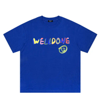 เสื้อยืดแขนสั้นทรงหลวมพิมพ์ลายตัวอักษรสีสันสดใสจากแบรนด์ Niche trendy รุ่น WELLDONE สำหรับทุกเพศ
