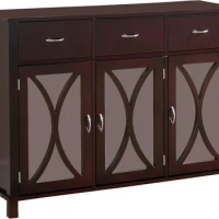 Kings Brand Furniture Rutheron Buffet Server Cabinet Console Table Mirrored Doors Espresso buffet cabinet kitchen cabinet