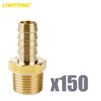 LTWFITTING Brass Fitting Connector 1/2-Inch Hose Barb x 1/2-Inch NPT Male Fuel Gas Water(Pack of 150)