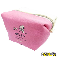 粉色款【日本進口】史努比 Snoopy 帆布 化妝包 收納包 PEANUTS - 013410