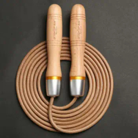 Rope Speed Rope Universal New Cowhide Leather Metal Bearing Skipping Adjust Adult Bearing Wooden Handle Cowhide Rope