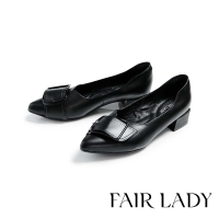 FAIR LADY 芯太軟 氣質帶釦尖頭低跟鞋 黑(622935、602935)