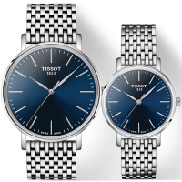 【TISSOT 天梭】官方授權 Everytime 經典情侶手錶 對錶 送行動電源(T1434101104100+T1432101104100)