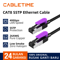 CABLETIME Kabel LAN Cat 8 RJ45 Ethernet Ultra Fast 40Gbps Round SSTP️ 2000MHz Bandwidth