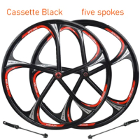 6 Spokes 26 Inch Cassette Mountain Bike Magnesium Alloy Wheel Bearing Hub Wheelset MTB Disc Brake Rims With Quick Release Levers