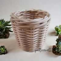 Keranjang rotan bulat pensil wadah parcel hiasan prakarya praktek vas bunga rotan diameter 10 cm