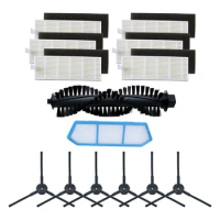 1pc Main Brush+4pcs dust HEPA Filter+4pcs Side Brush for ILIFE A4s A40 Robot Vacuum Cleaner accessories Parts