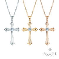 ALUXE 亞立詩 18K金 鑽石項鍊 忠誠之印 十字架 NN0960