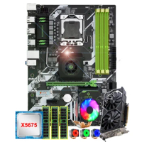 HUANANZHI X58 deluxe motherboard with CPU Intel Xeon X5675 6 heatpipes cooler memory 48G(3*16G) RECC video card GTX1050TI 4GD5