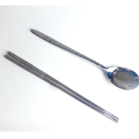 【首爾先生mrseoul】韓國 不鏽鋼湯匙+筷子 餐具組 (立體玫瑰 560039) 韓國原裝進口