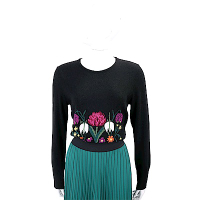 BLUGIRL 花卉圖繡黑色喀什米爾羊毛衫