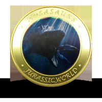 侏羅紀公園紀念品金幣歐美大片恐龍世界外國紀念章 彩色硬幣禮品