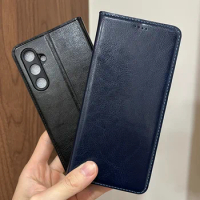 Magnet Genuine Leather Skin Flip Wallet Book Phone Case Cover On For Samsung Galaxy A14 A24 A34 A54 5G 4G A 14 24 34 54 128/256
