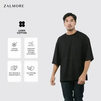 Zalmore Oversize T-Shirt Premium LUMA Cotton - Kaos Oversize Unisex Lembut Ringan Sejuk Anti Nerawan