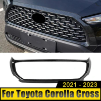 For Toyota Corolla Cross XG10 2021 2022 2023 Hybrid ABS Car Front Bumper Center Grill Decor Frame Cover Logo Case Trim Sticker