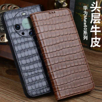 Luxury Real Cowhide Genuine Leather Flip Phone Cases For Huawei Mate60 Mate 60 Rs Pro Plus Hell Full Cover Pocket Bag Case