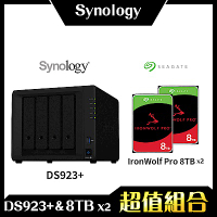 Synology DS923+ 4Bay NAS 網路儲存伺服器＋希捷 Seagate Pro 8TB NAS專用硬碟-兩入組
