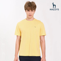 【HAZZYS】男款黃色高品質棉感面料男生圓領短袖-L