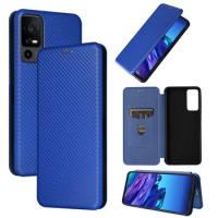 Suit For TCL 40 XL Carbon Fiber clamshell purse skin PU case purse for TCL 40T T608DL Magnetic Phone Cover