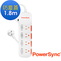 群加 PowerSync 四開四插防塵防雷擊延長線/1.8m(TPS344DN9018)