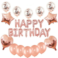 跨境生日快樂鋁膜氣球套餐生日派對裝飾背景鋁箔氣球字母套裝