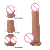 Realistic Dildo with Powerful Suction CupRealistic Penis Sex Toy Flexible G-spot Dildo with Curved Shaft and Ball