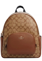 Coach Coach Court Backpack Bag In Signature Canvas in Khaki/ Saddle 2 5671