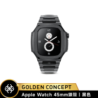 【Golden Concept】Apple Watch 45mm 保護殼 RO45 黑錶殼/黑不鏽鋼錶帶(PVD鍍層)